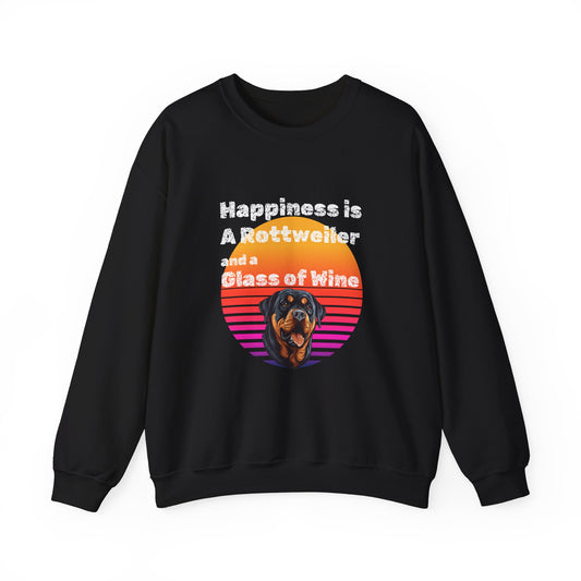 Happiness is a Rottweiler & a Glass of Wine - Crewneck Sweatshirt
